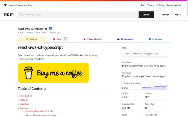 React-AWS-S3-TypeScript NPM Library